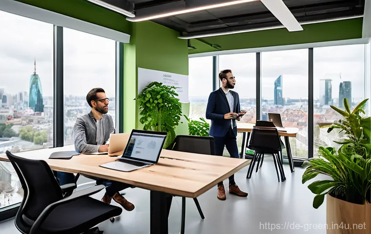녹색산업 실무 이론 - **Green Innovation Hub Collaboration:** A group of diverse young professionals, including men and wo...